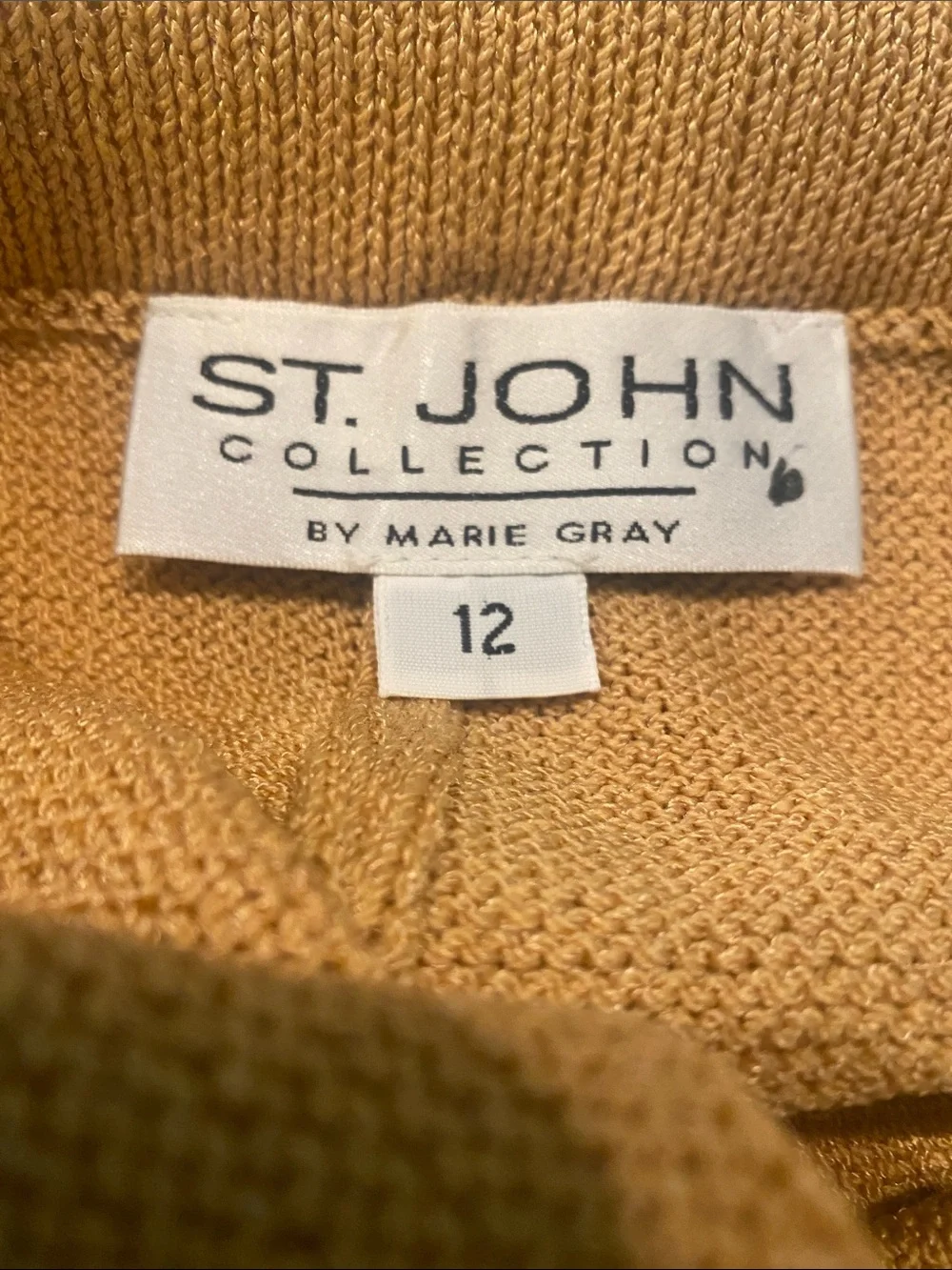 Womens St. John Santana knit straight leg pant gold 12 quiet luxury minimalist